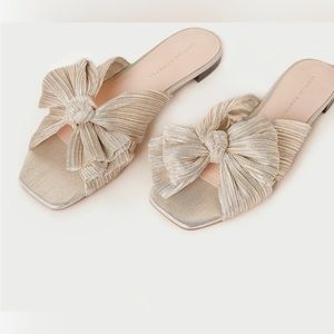 Loeffler Randall Daphne Slide Sandal Flat Champagne Gold 8.5